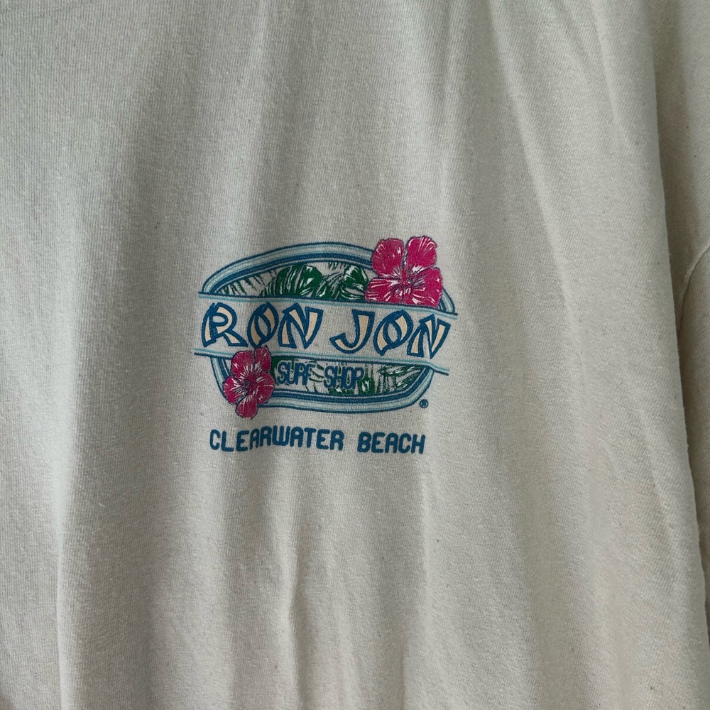 Y2K Ron Jon Surf Shop 3XL Cream Graphic Cotton Tee - Picture 3 of 4